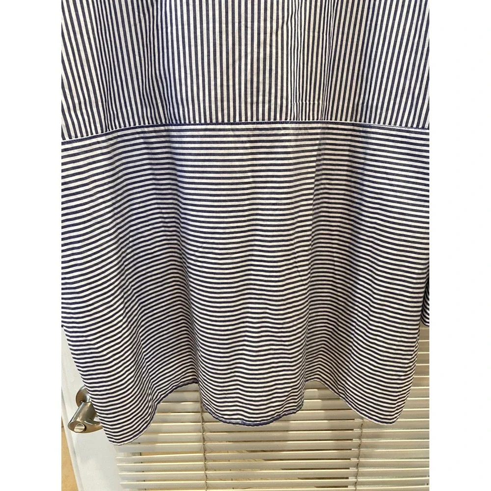 Free People Striped Button Down Shirt Oversized Blue White Long‎ Sleeve Size S